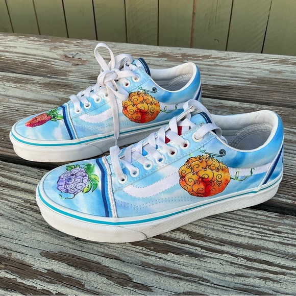 VANS x One Piece Old Skool Devil Fruit Sneakers Shoes Blue Mens 5.5 Womens 8.5 - Picture 5 of 12